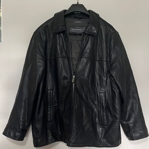 Perry Ellis Portfolio Lambskin Leather Black Jacket